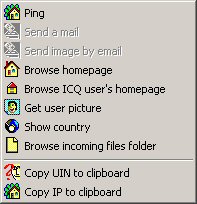 Context menu for users